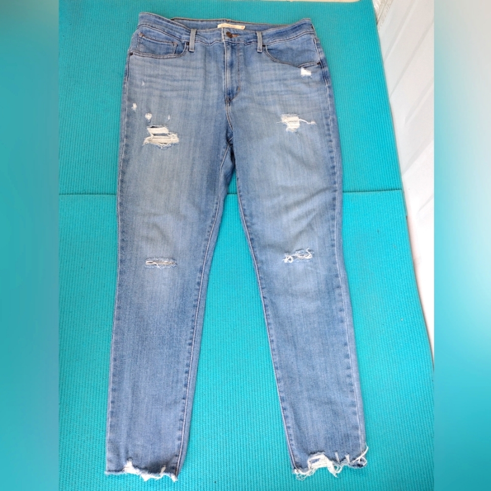 Levi’s 721 Womens High Rise Skinny Ankle Raw Jeans Ripped - Frayed Hem W33 L30